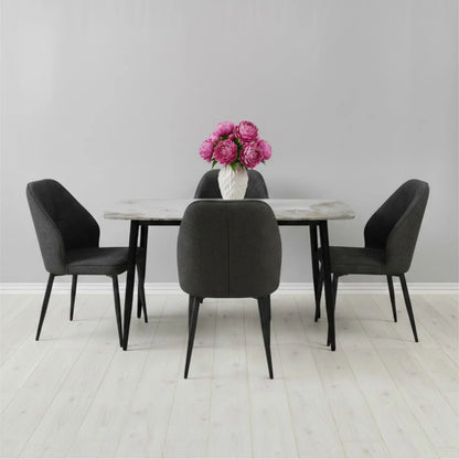 Комплект фиксирана маса Atlas Кафяв Мрамор с 4 стола Velto