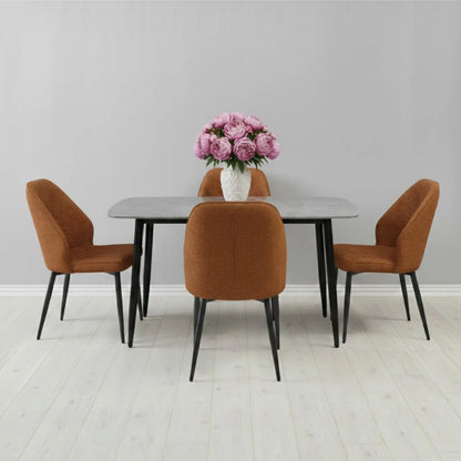 Комплект фиксирана маса Atlas  Сив Мрамор с 4 стола Velto