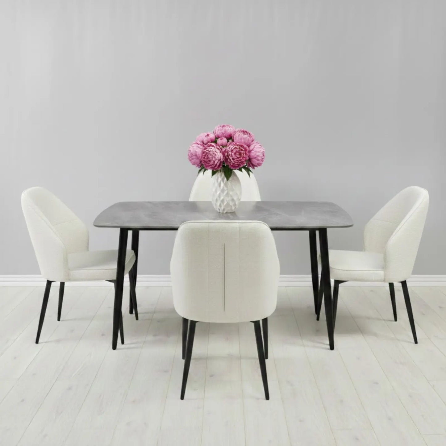 Комплект фиксирана маса Atlas  Сив Мрамор с 4 стола Velto