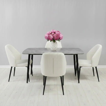 Комплект фиксирана маса Atlas  Сив Мрамор с 4 стола Velto