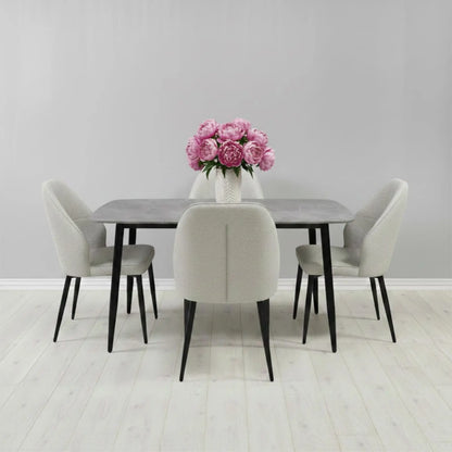 Комплект фиксирана маса Atlas  Сив Мрамор с 4 стола Velto