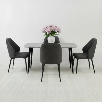 Комплект фиксирана маса Atlas  Сив Мрамор с 4 стола Velto