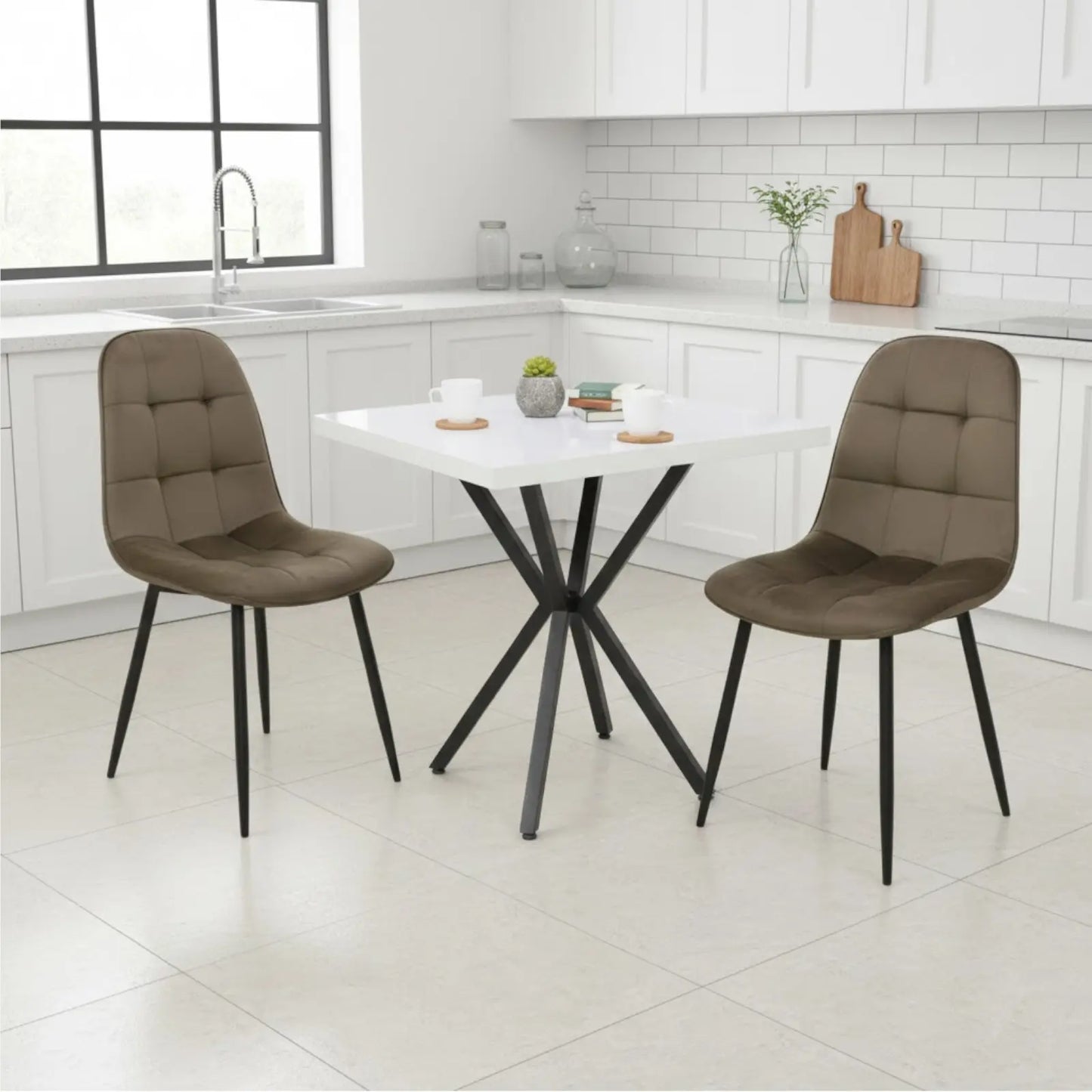 Квадратна маса Маса Artex Бял с2 Стола Ливо