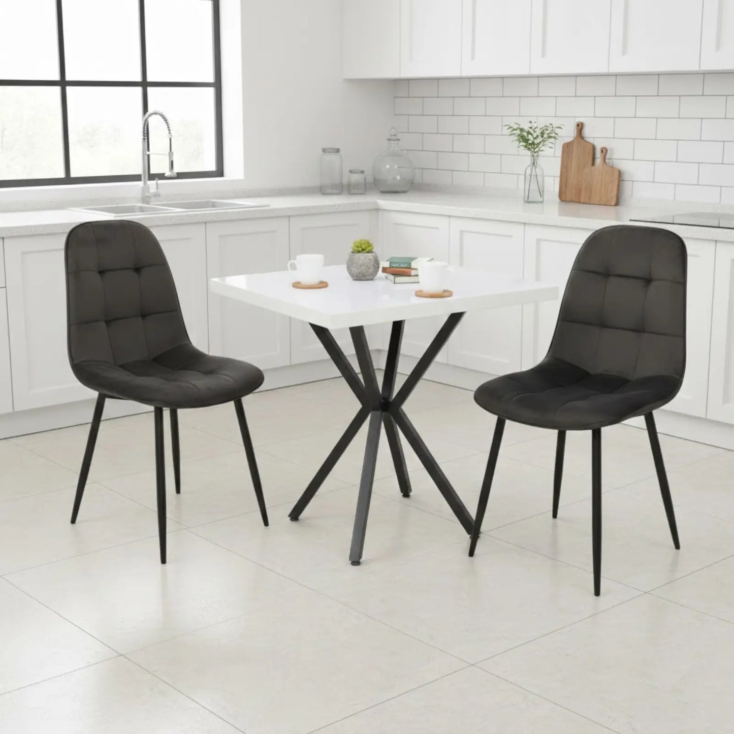 Квадратна маса Маса Artex Бял с2 Стола Ливо