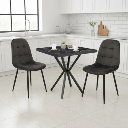 Квадратна маса Маса Черен Мрамор Artex с2 Стола Ливо