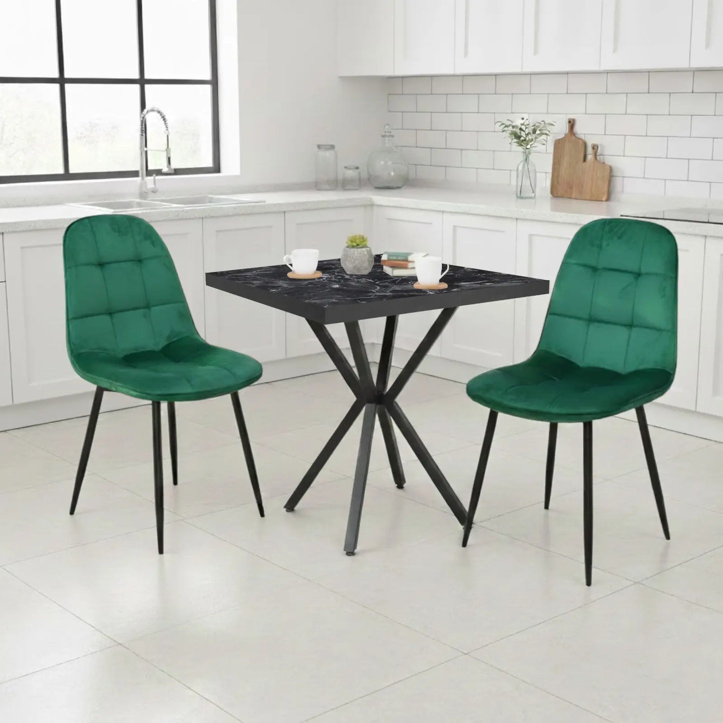 Квадратна маса Маса Черен Мрамор Artex с2 Стола Ливо